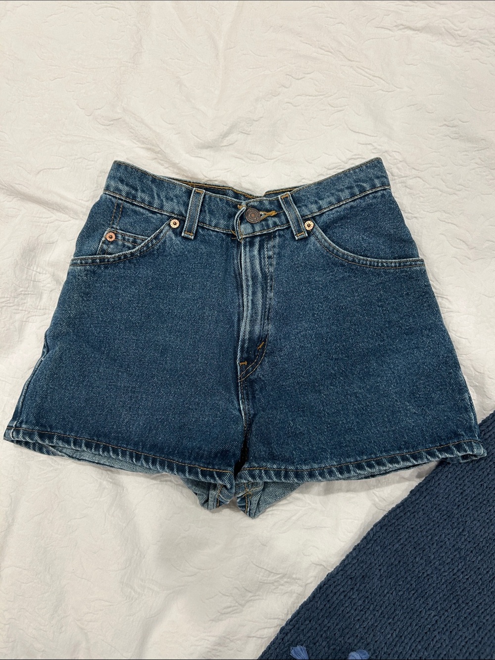 Levi's High Waist Denim Shorts - Dark Blue